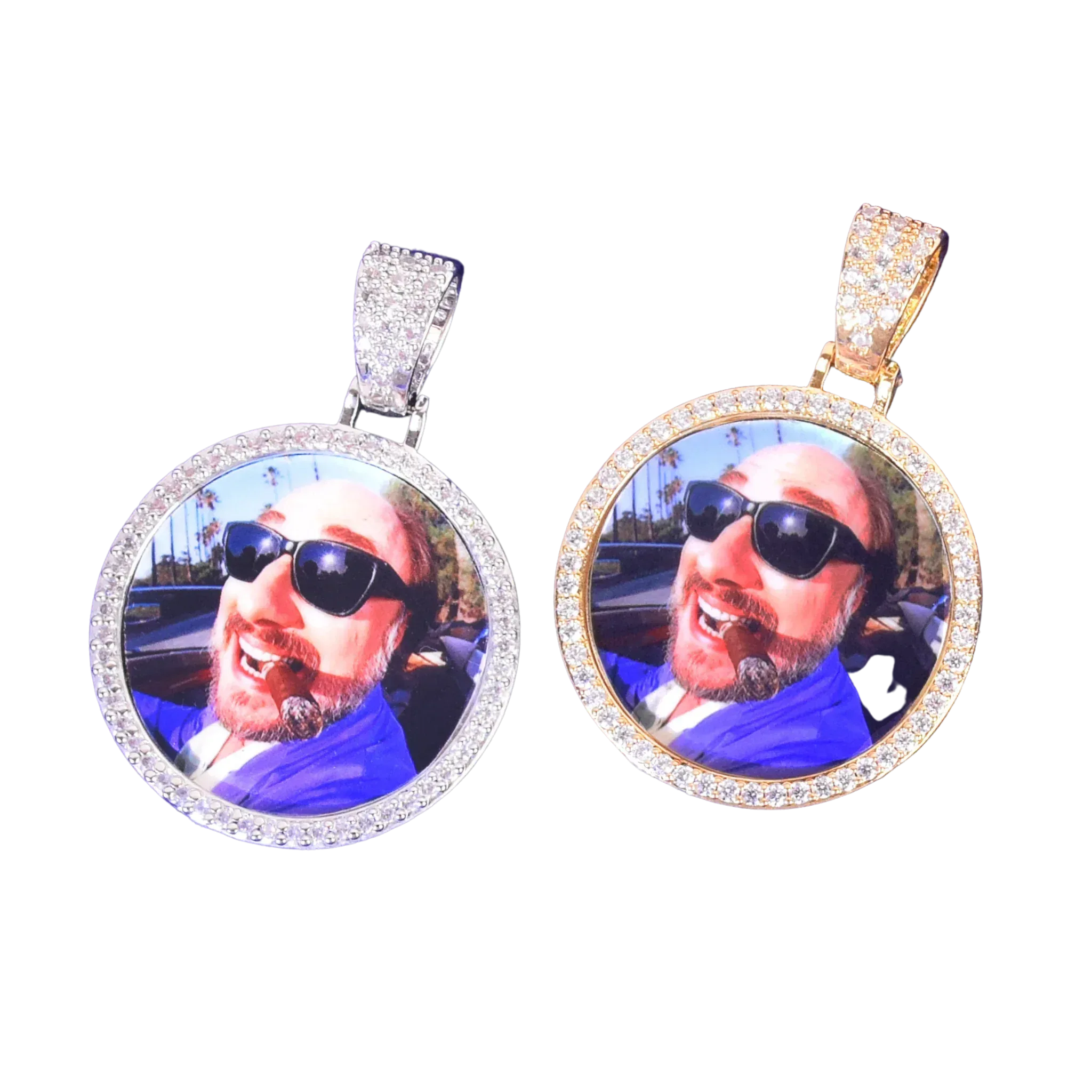 Round Tennis Custom Photo Picture Pendant Necklace - Personalized Jewelry - CaratixJewelry